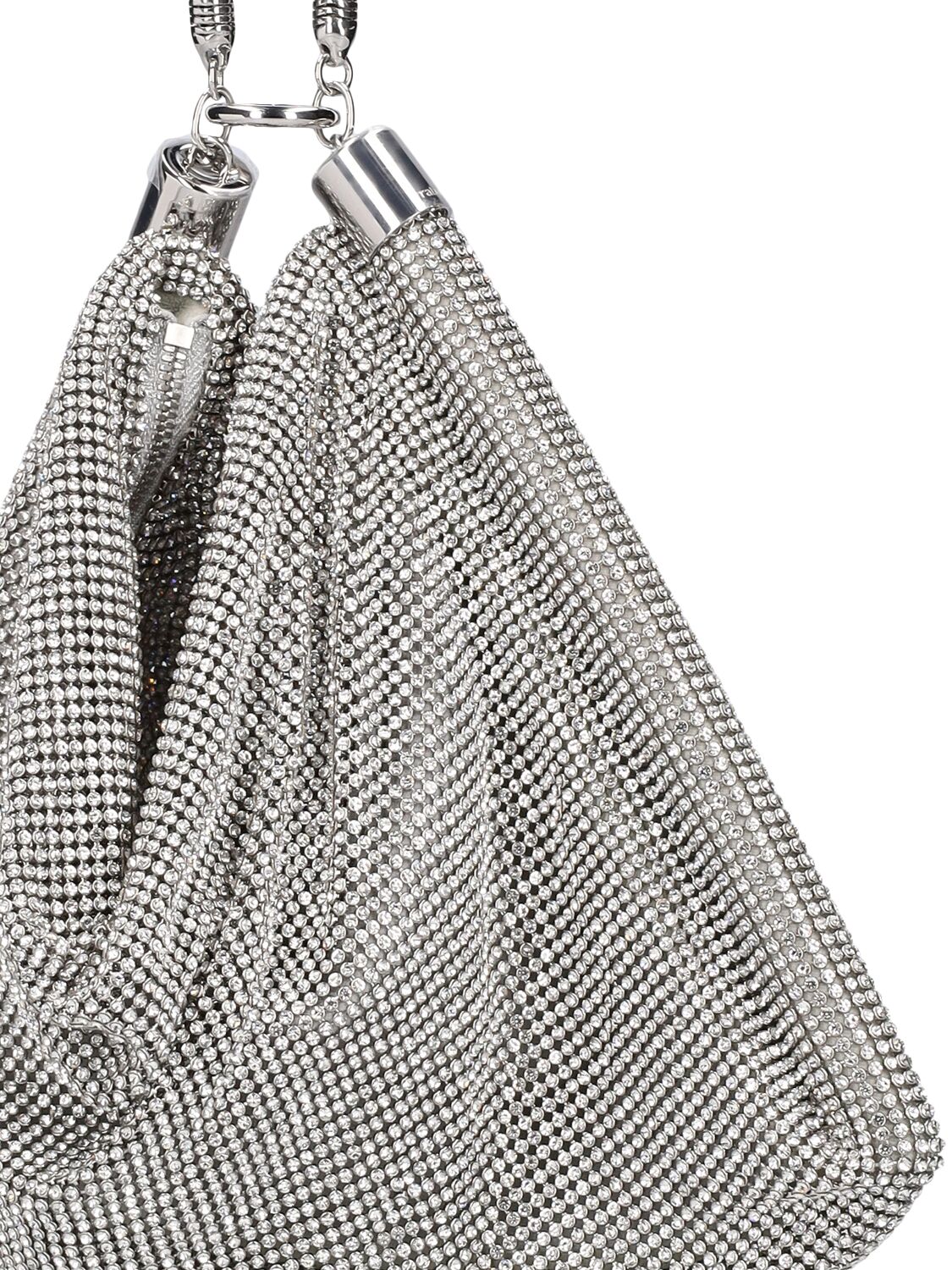Shop Rabanne Crystal Mesh Shoulder Bag In Silver