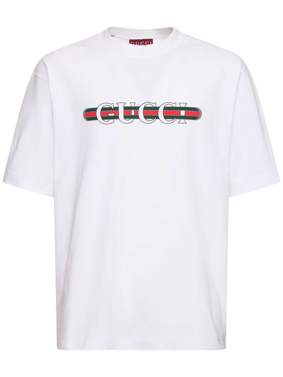 Gucci Logo细节厚重棉质t恤 In White