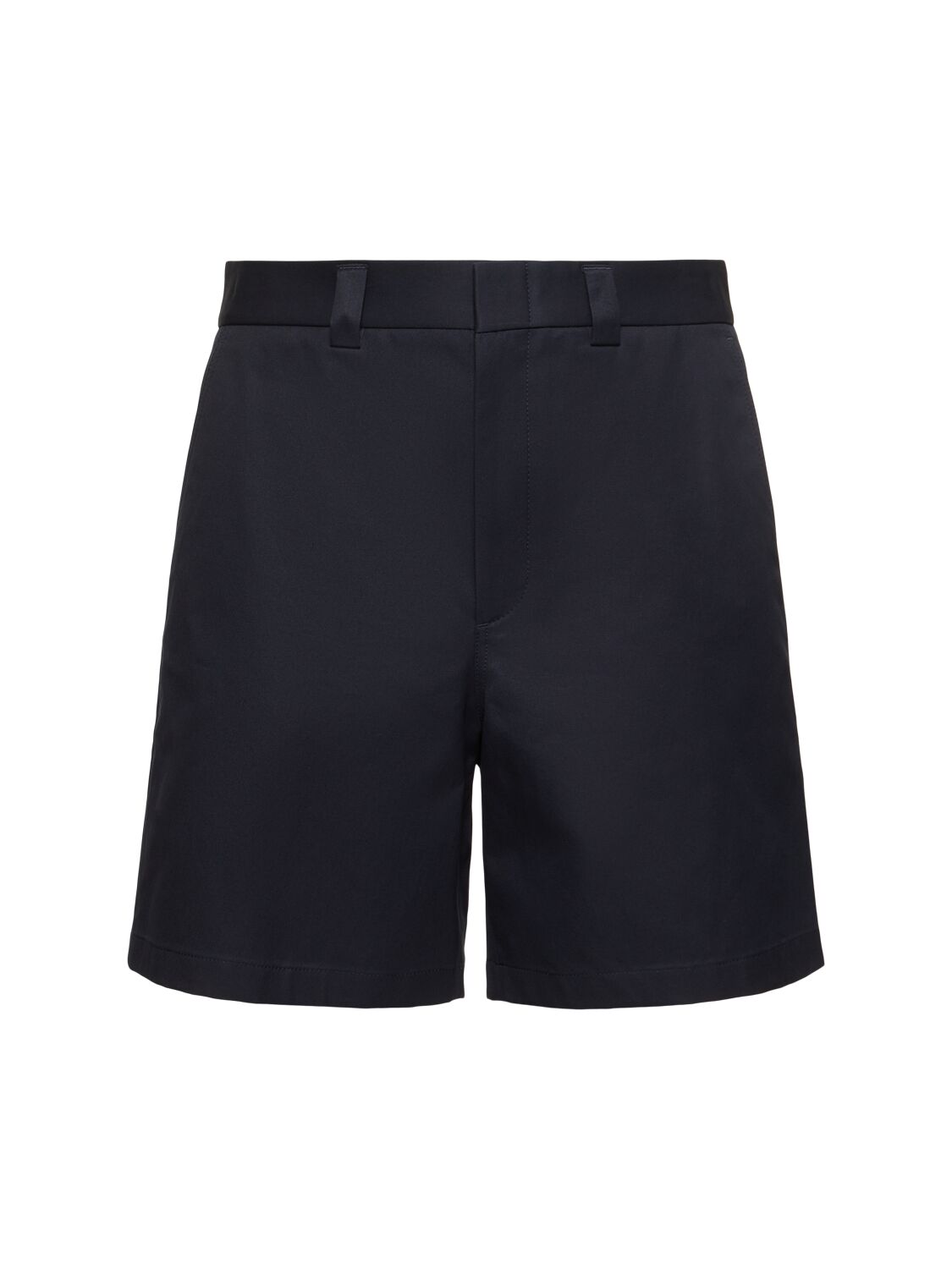 Gucci Double Cotton Twill Shorts With Web In Navy