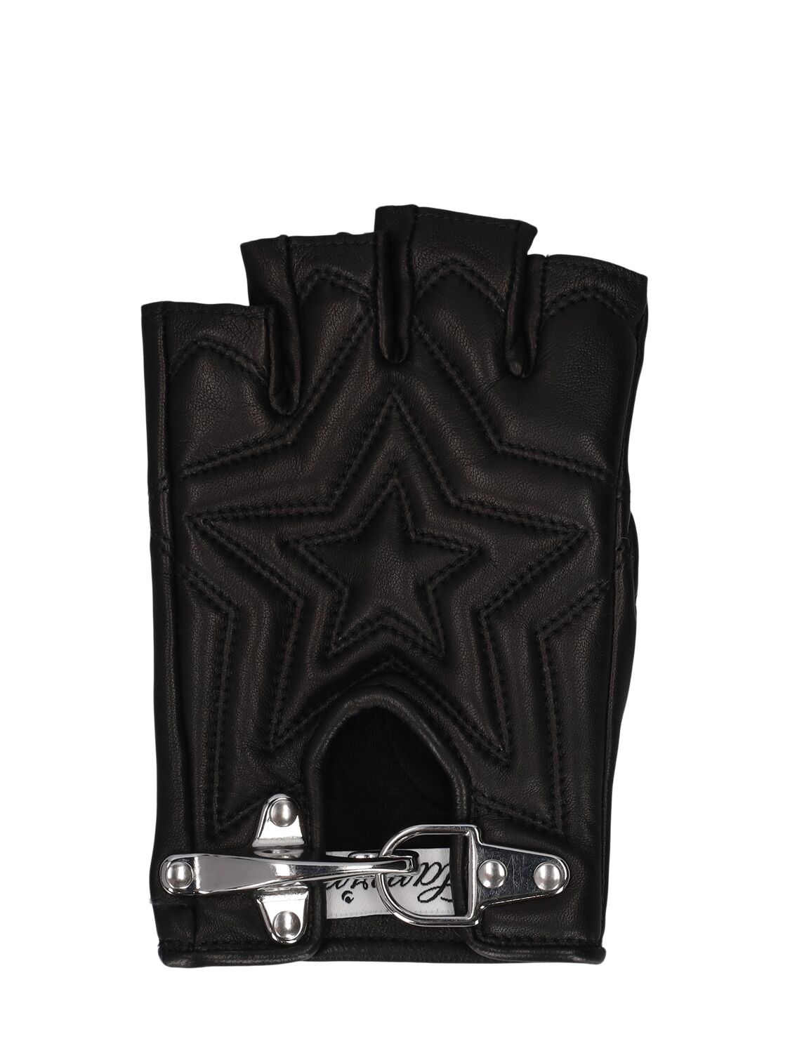 Shop Lanvin Padded Leather Fingerless Gloves In 블랙