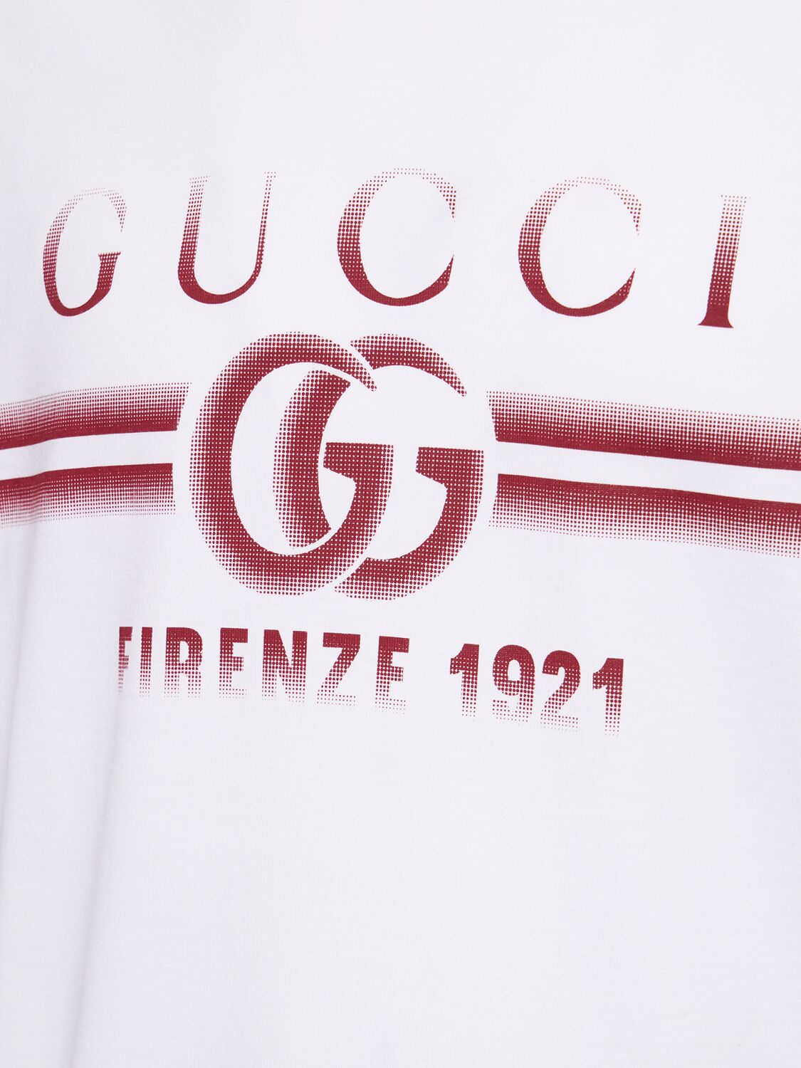 Shop Gucci Printed Cotton Jersey T-shirt In White/red