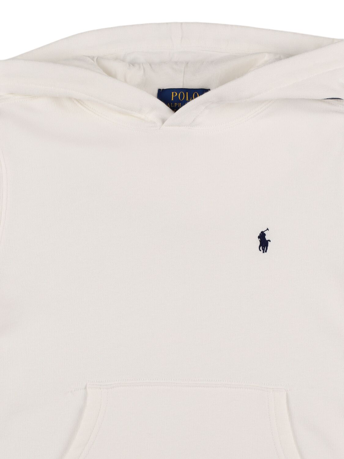 Shop Ralph Lauren Logo Embroidery Cotton Blend Hoodie In 화이트
