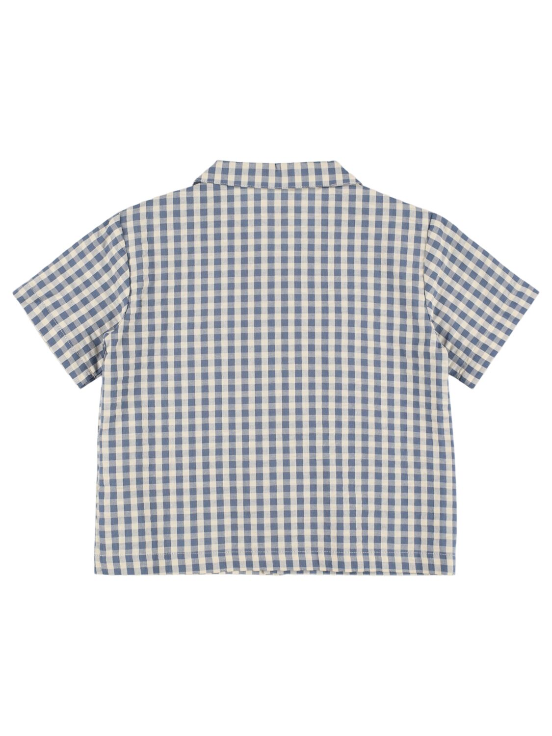 Shop Konges Sløjd Organic Cotton Seersucker Shirt In Blue,white