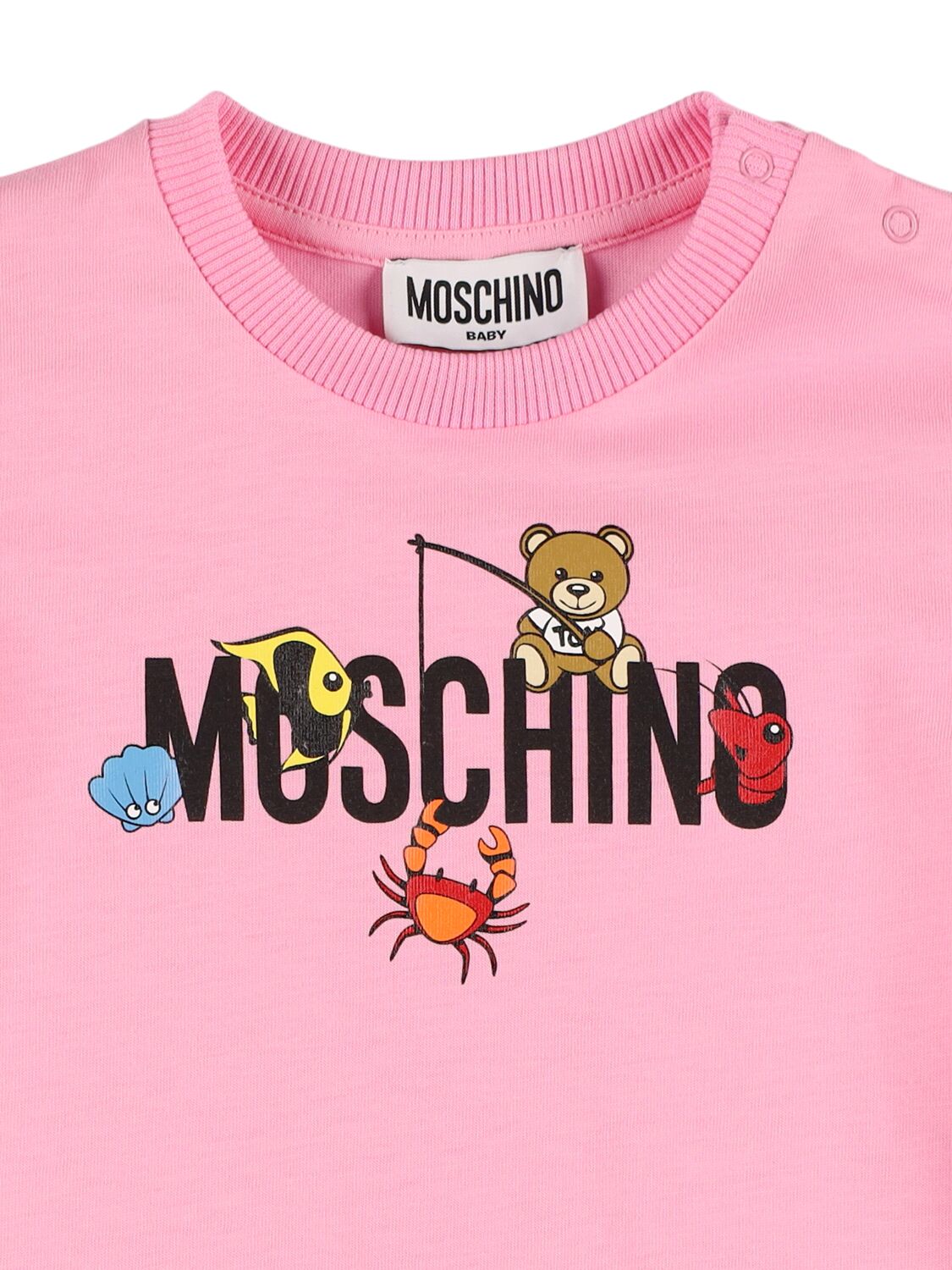 Shop Moschino Printed Cotton Jersey Dress In Sweet Pink