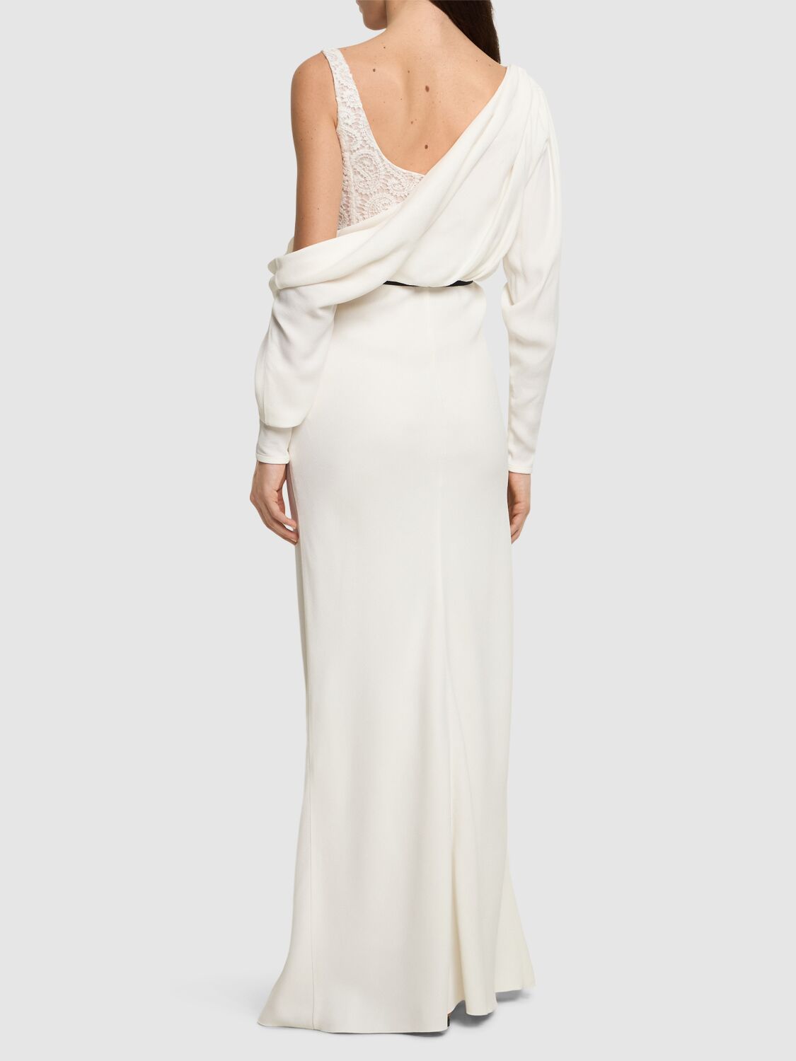 Shop Giambattista Valli Crepe Long Dress In White