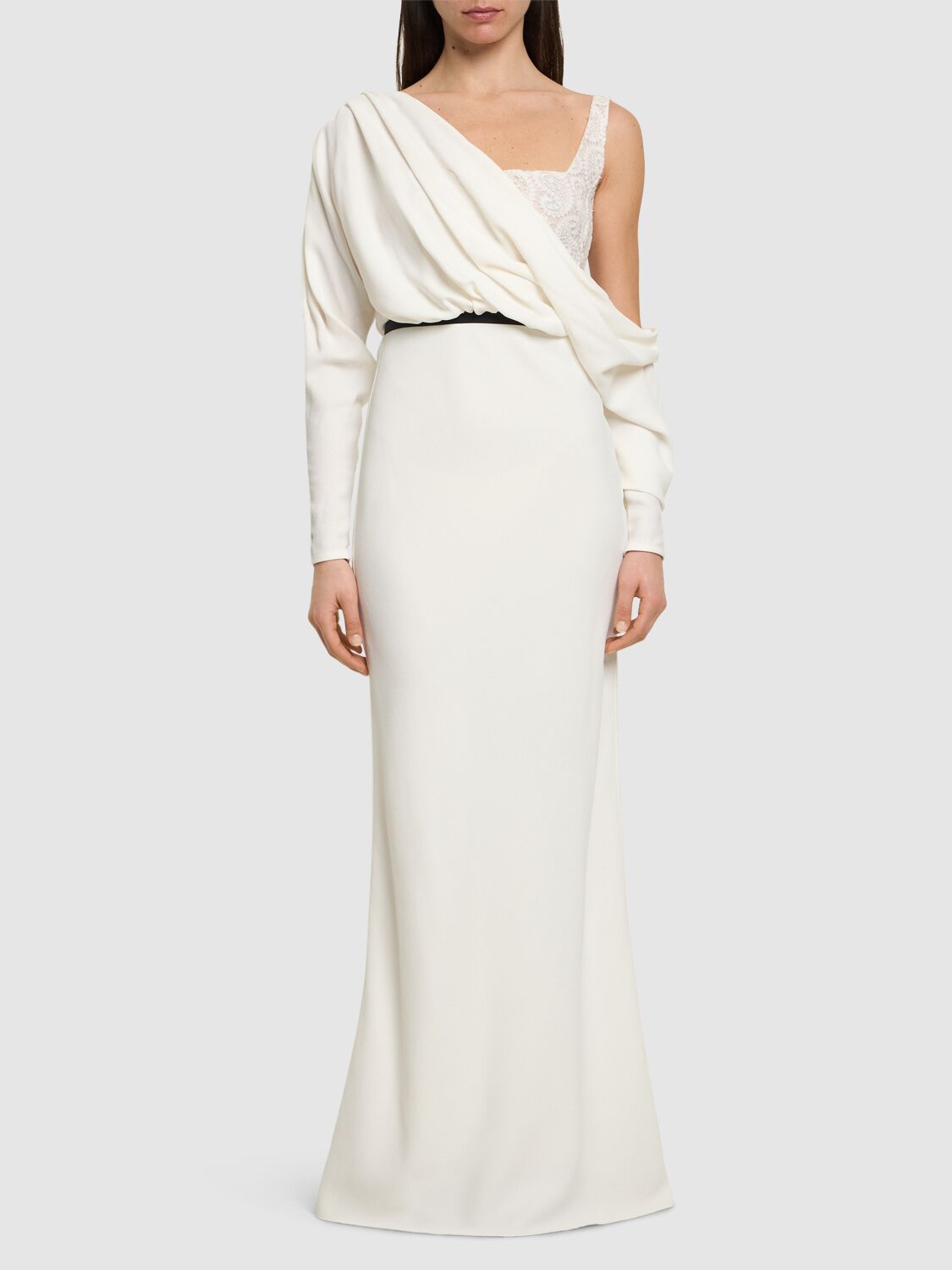 Shop Giambattista Valli Crepe Long Dress In White