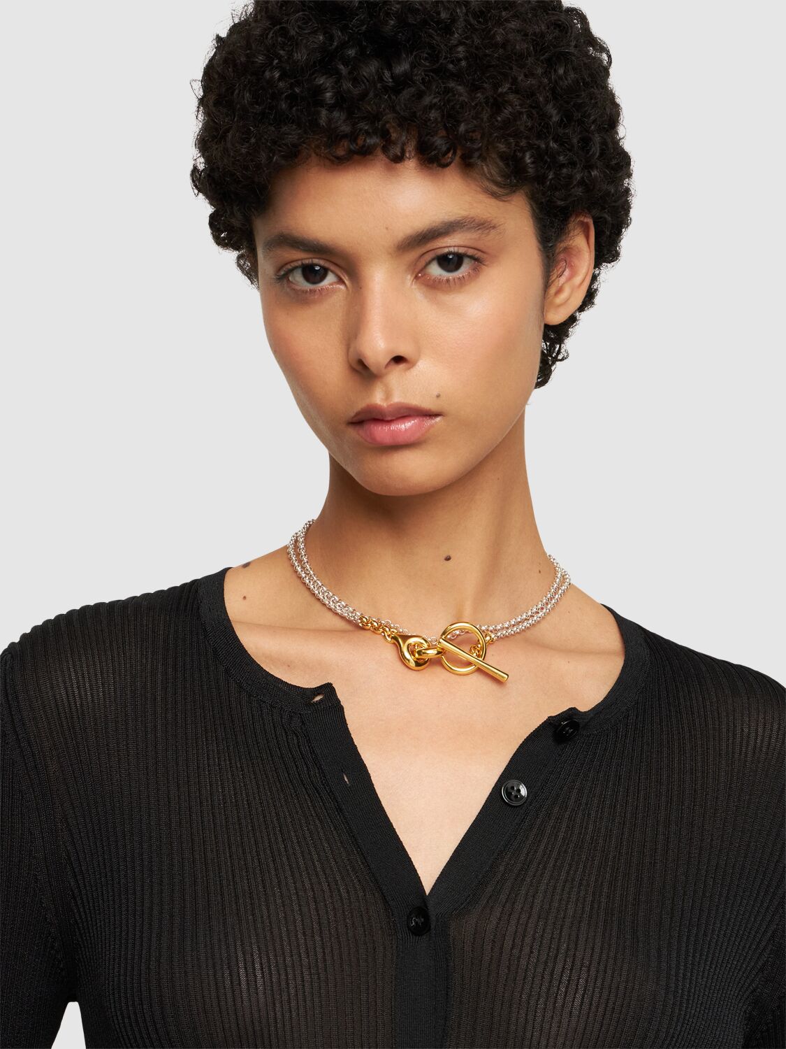 Shop Charlotte Chesnais Halo Collier Vermeil & Silver Necklace In Gold,silver
