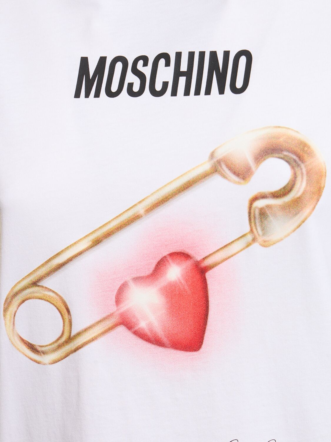 Shop Moschino Printed Cotton Jersey T-shirt In White