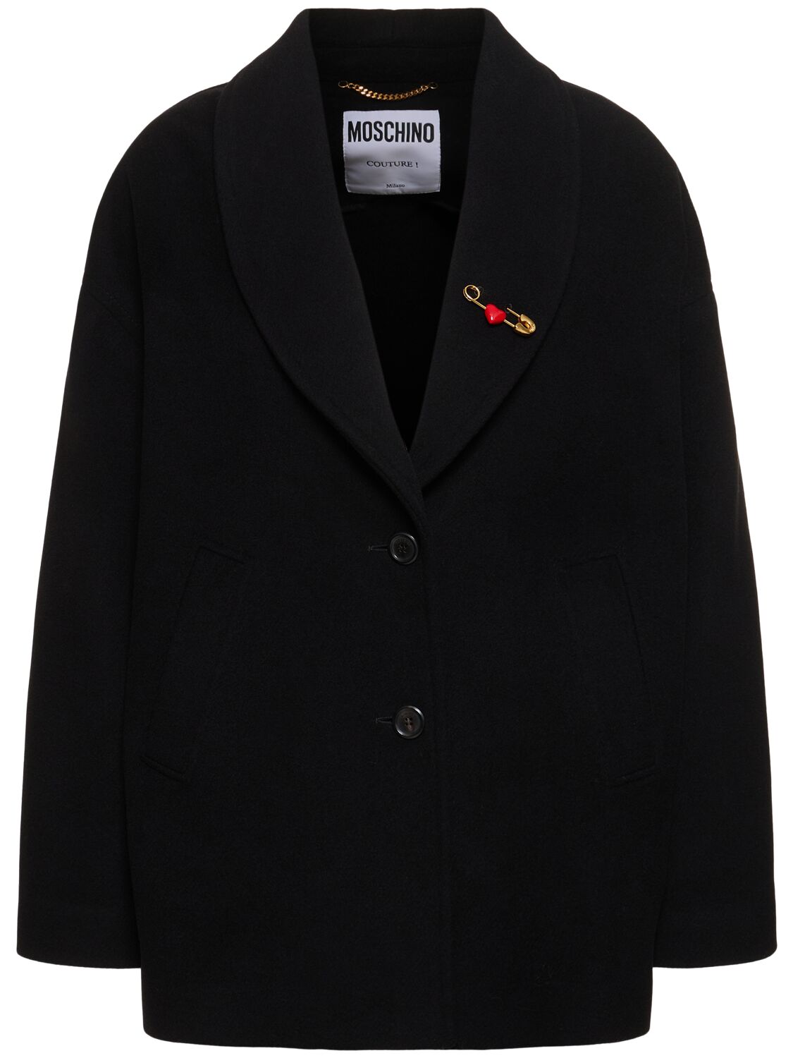 Moschino Wool Blend Short Coat In Black