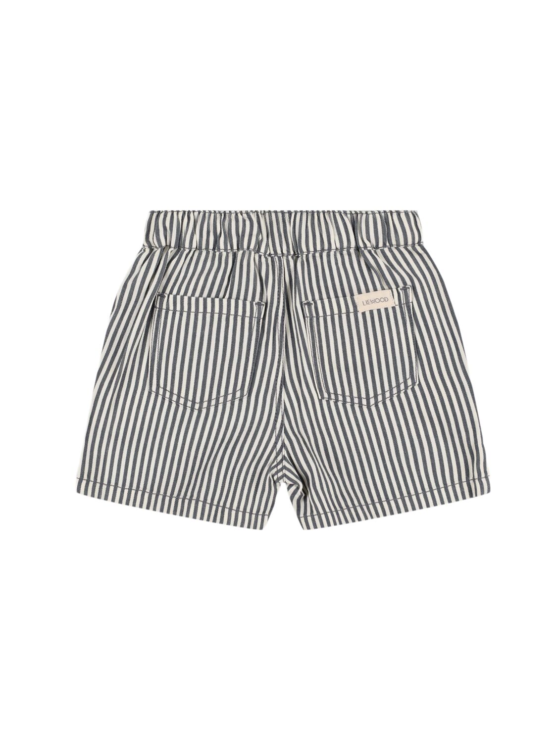 Shop Liewood Striped Organic Cotton Shorts In Navy,white