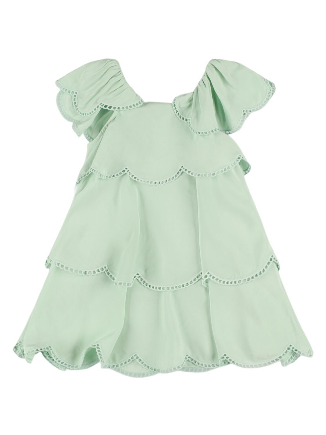 Shop Stella Mccartney Tiered Cotton Poplin Dress In Green