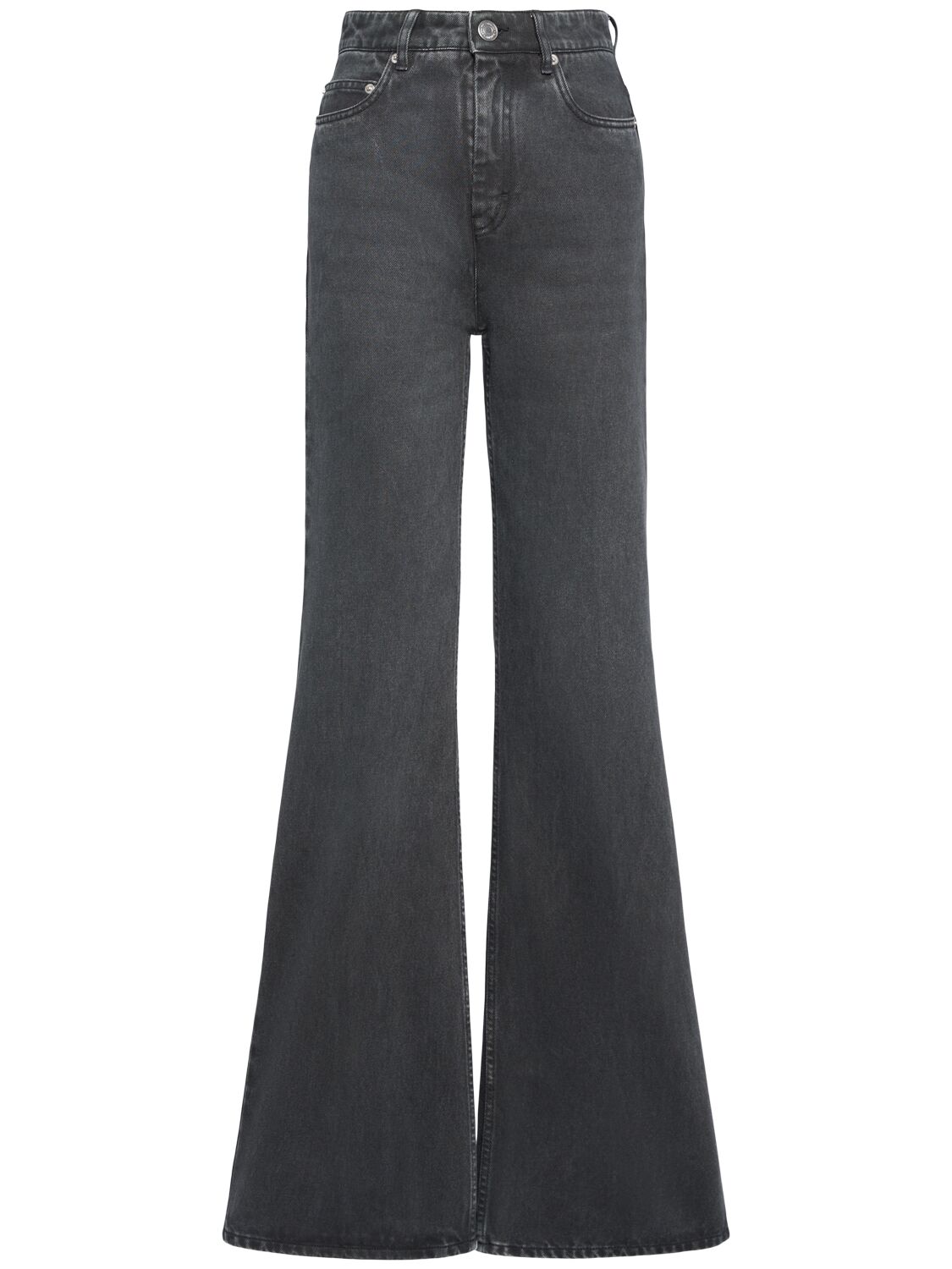 Ami Alexandre Mattiussi High Rise Wide Cotton Jeans In Black