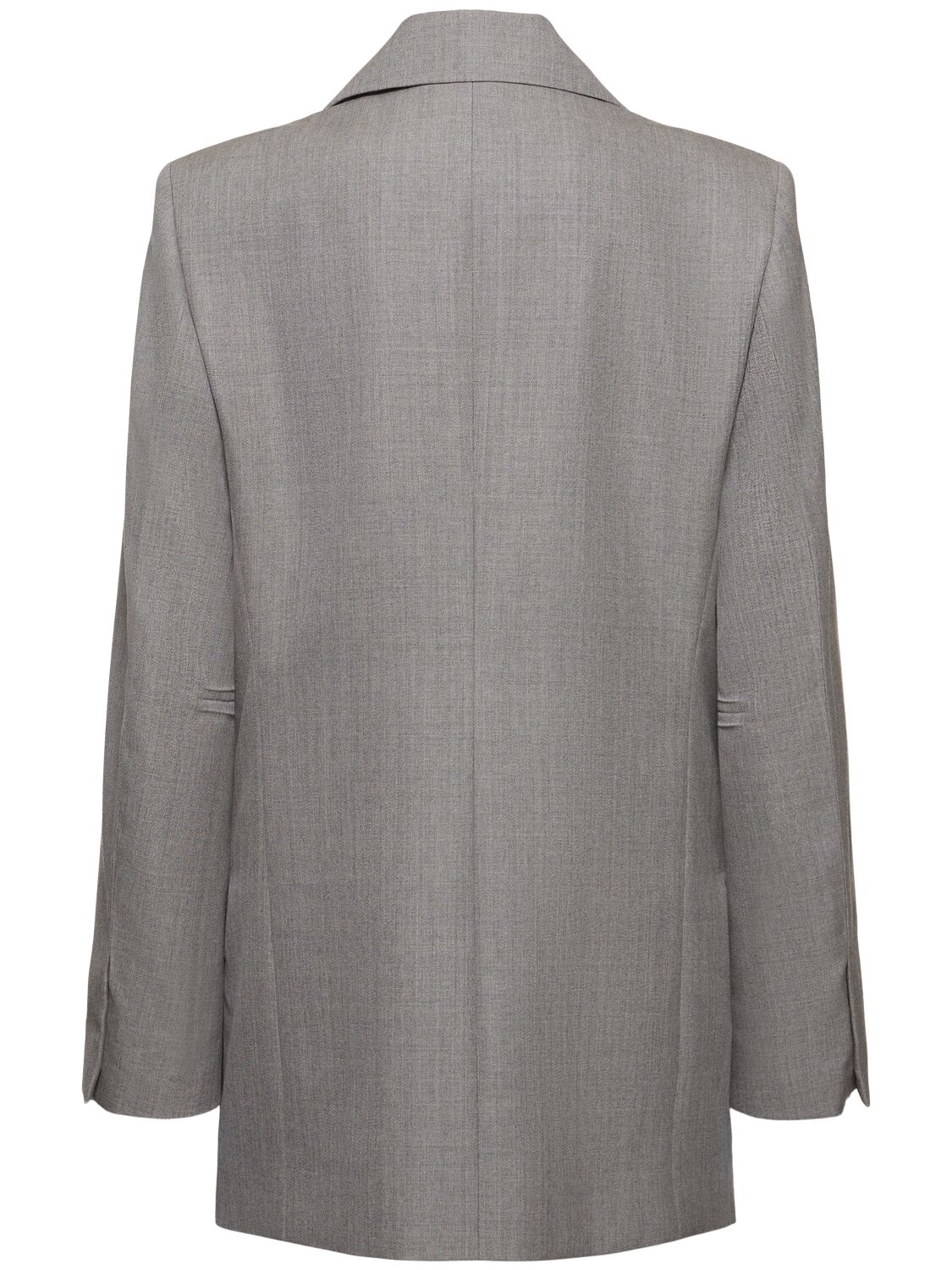 Shop Victoria Beckham Darted Sleeve Tailored Wool Jacket In Grey