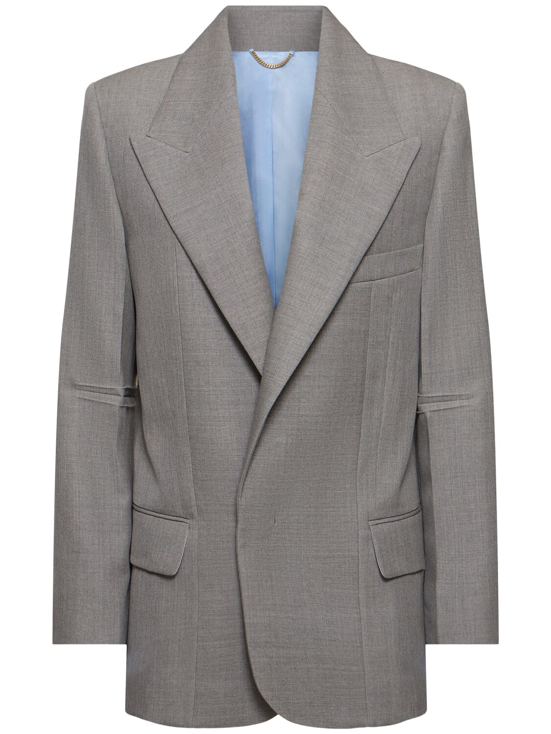 Victoria Beckham Darted Sleeve Tailored Wool Jacket In Grey