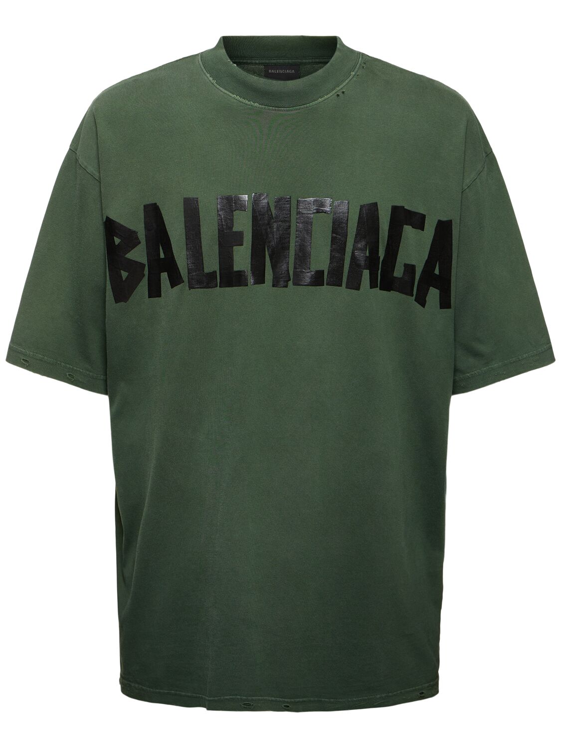 Shop Balenciaga Logo Vintage Cotton T-shirt In Dark Green