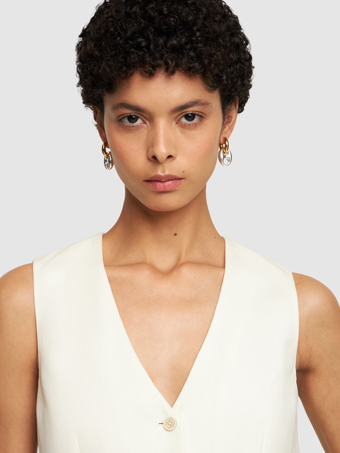 Shop Timeless Pearly Chain Hoop Earrings In Gold/silver