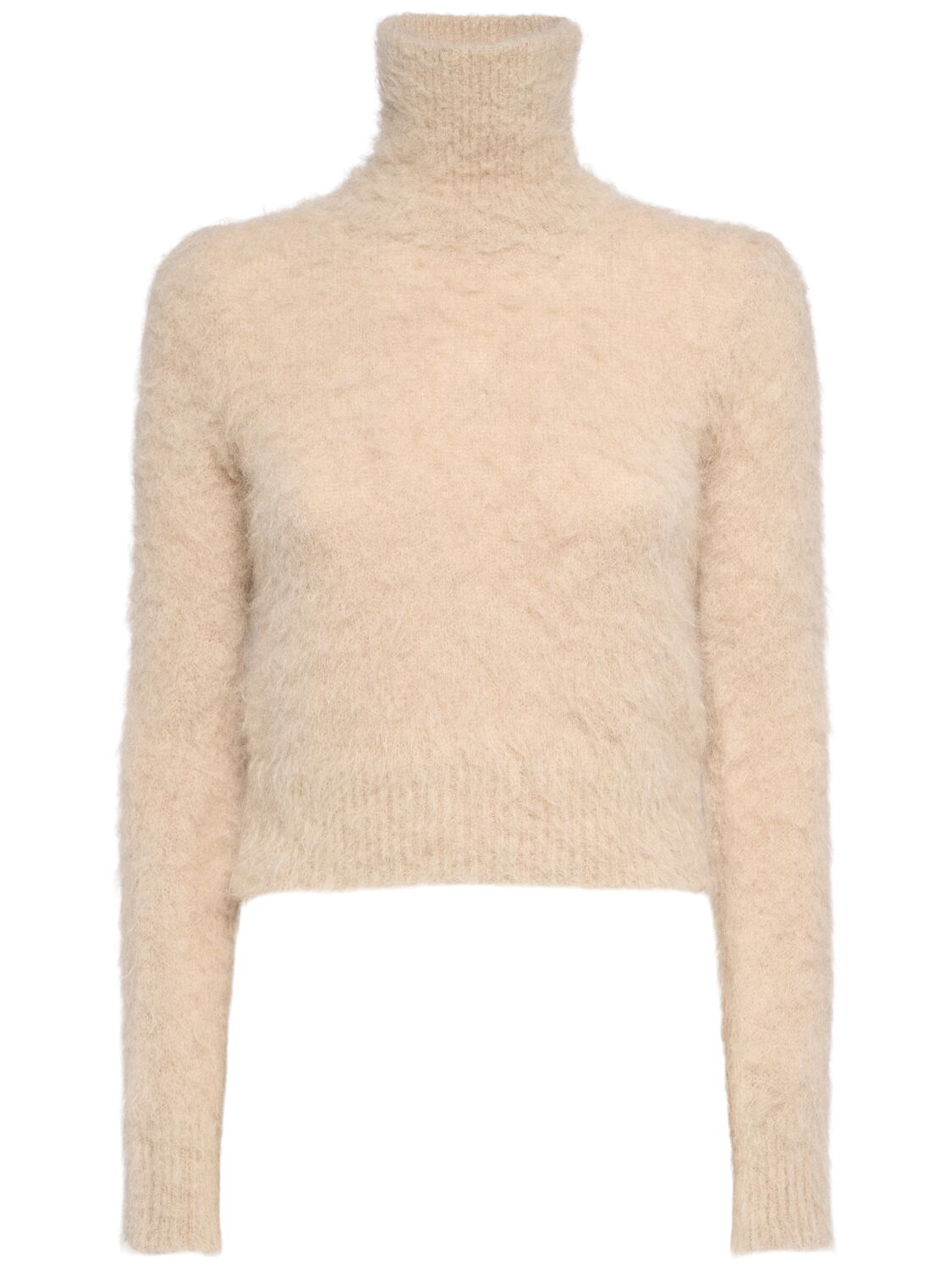 Ami Alexandre Mattiussi Brushed Mohair Blend Turtleneck Sweater In Beige