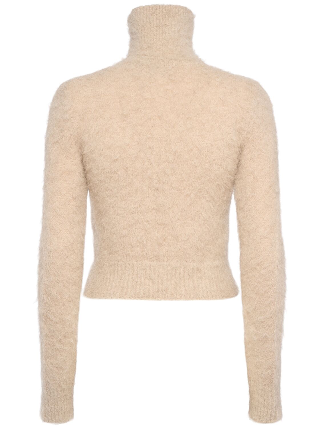 Shop Ami Alexandre Mattiussi Brushed Mohair Blend Turtleneck Sweater In Beige