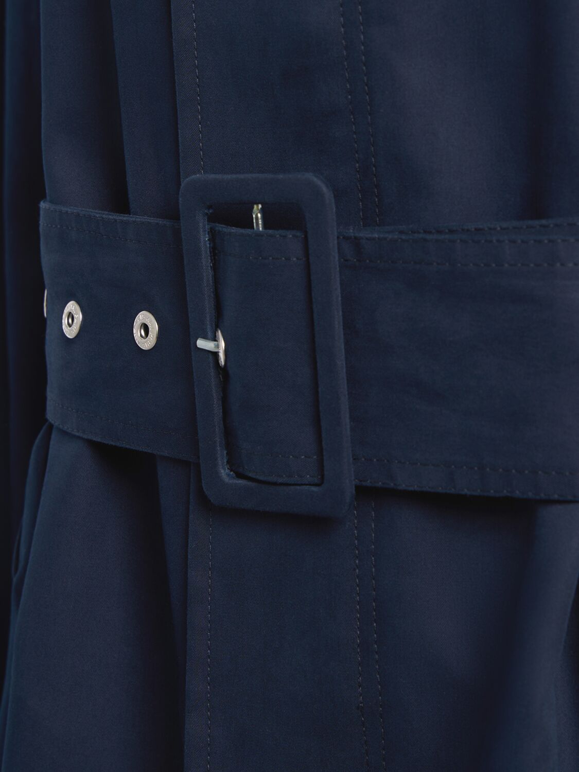 Shop Ami Alexandre Mattiussi Belted Mac Cotton Canvas Trench Coat In Navy