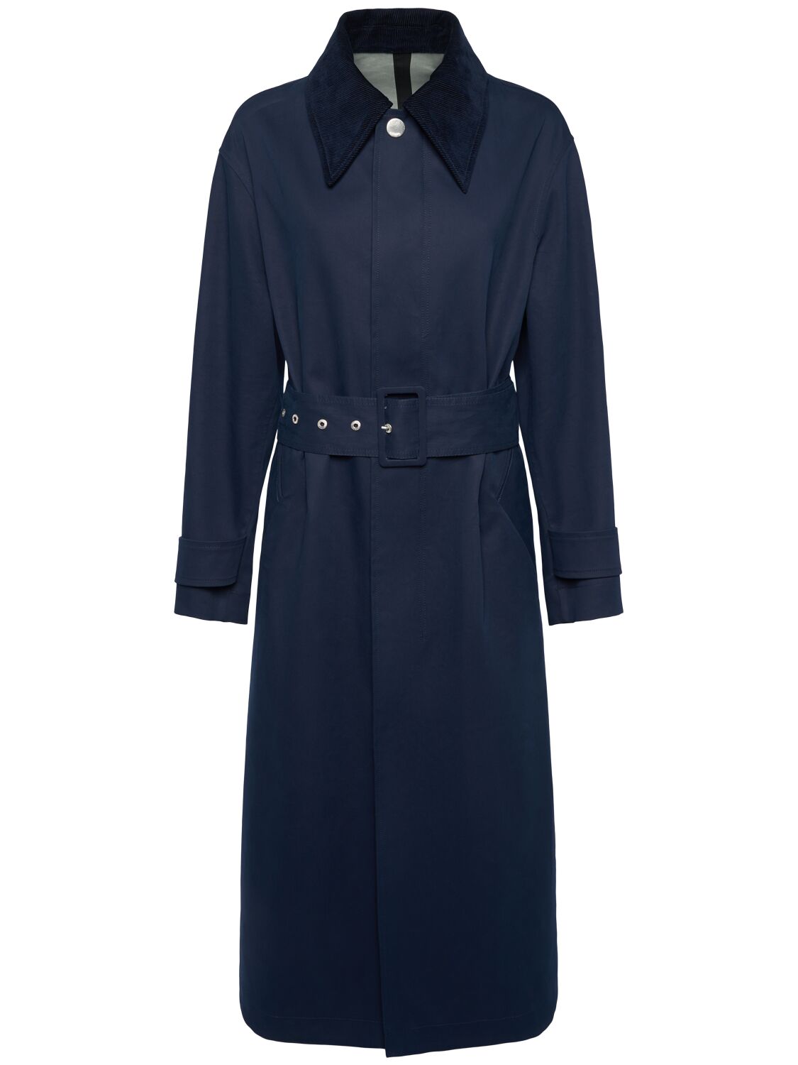 Ami Alexandre Mattiussi Belted Mac Cotton Canvas Trench Coat In Navy