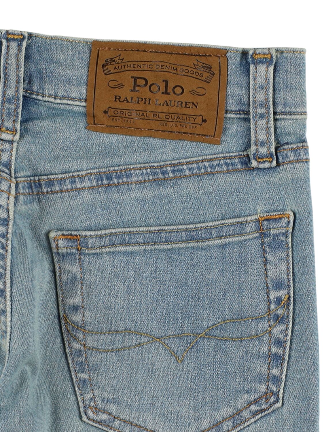 Shop Ralph Lauren Washed Stretch Cotton Denim Jeans In Light Blue