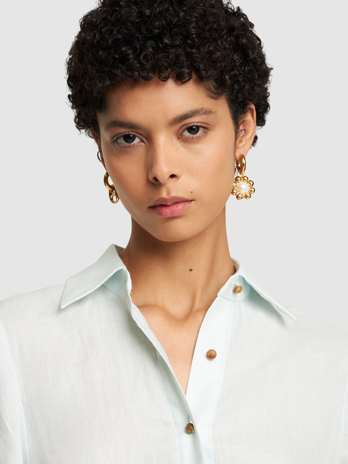 Shop Timeless Pearly Mismatched Pearl Flower Earrings In White/gold