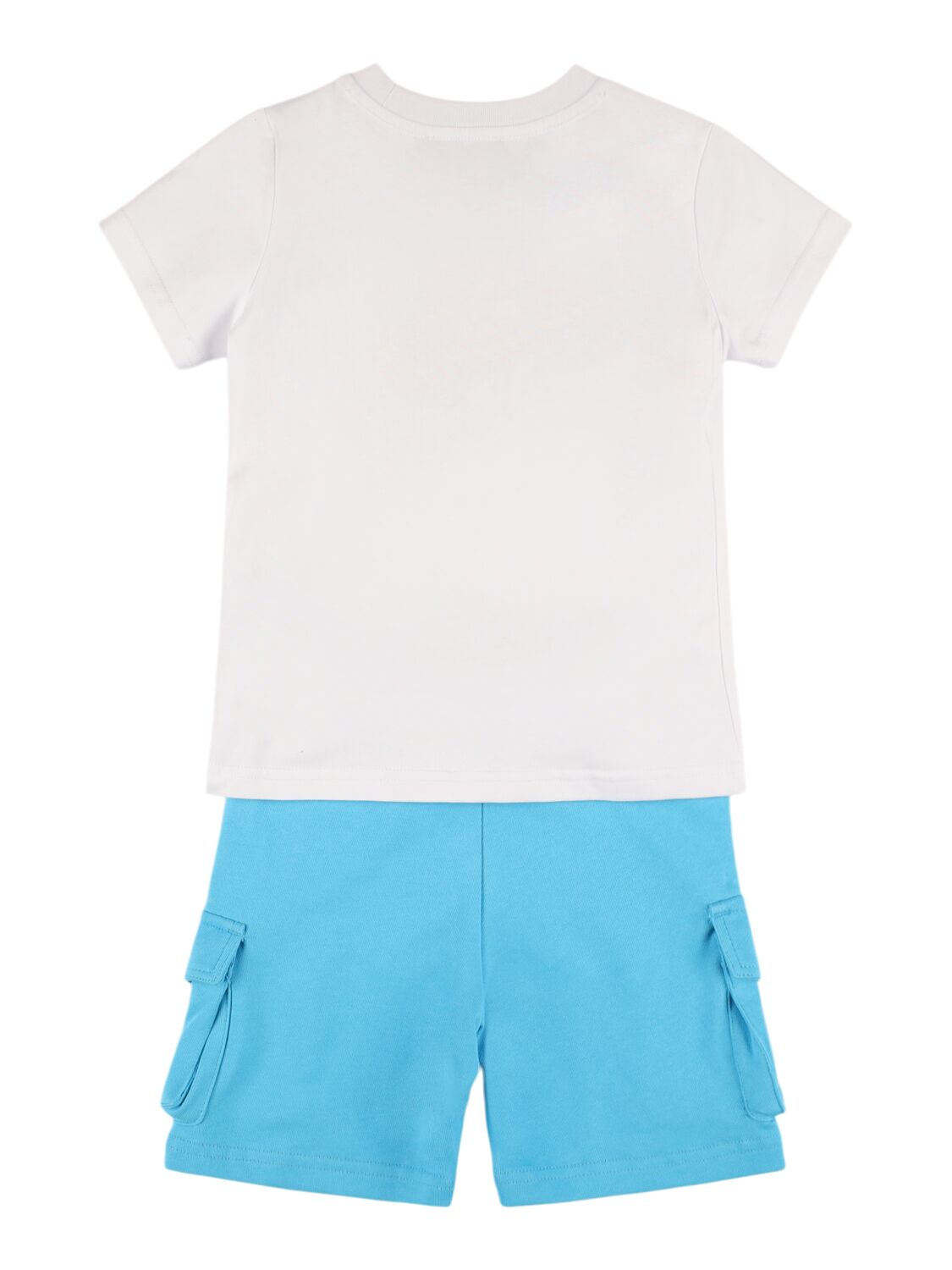 Shop Moschino Cotton Jersey T-shirt & Sweat Shorts In White,blue