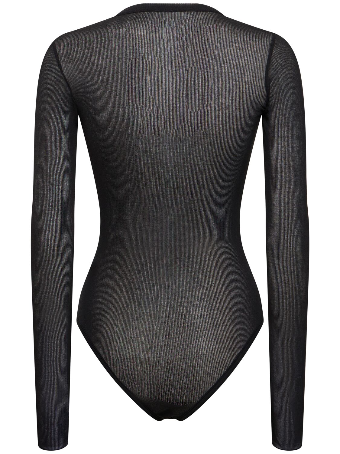 Shop Andreädamo Ribbed Cotton Jersey Bodysuit In Black