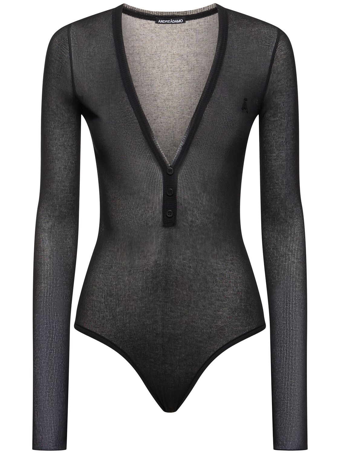 Andreädamo Ribbed Cotton Jersey Bodysuit In Black