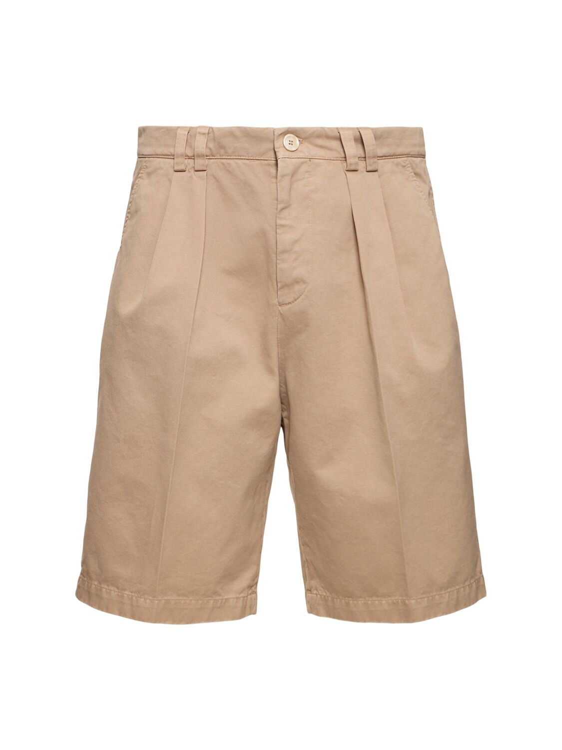 Brunello Cucinelli Dyed Cotton Shorts In Brown