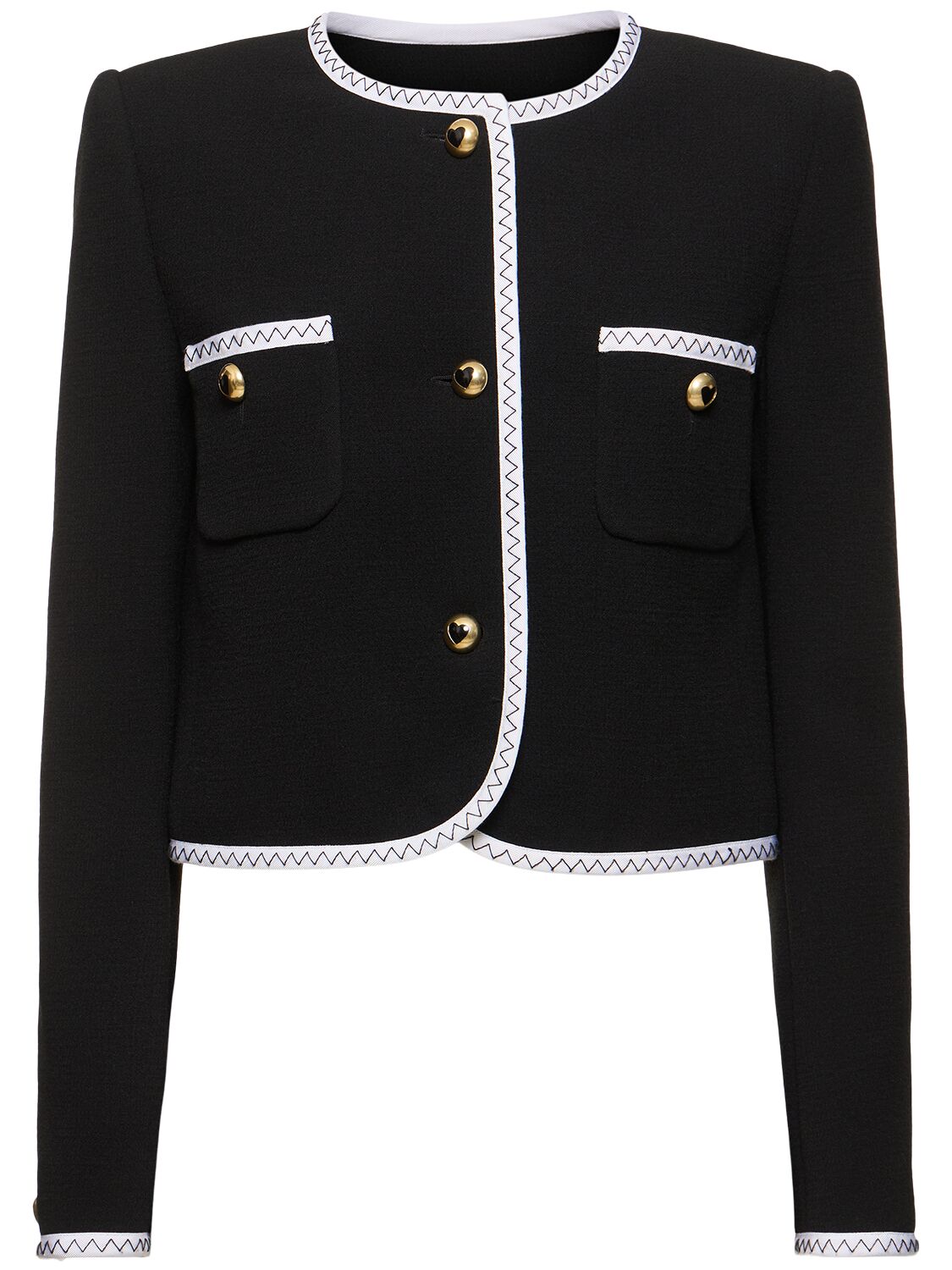 Shop Moschino Stretch Crepe Cropped Jacket In Black