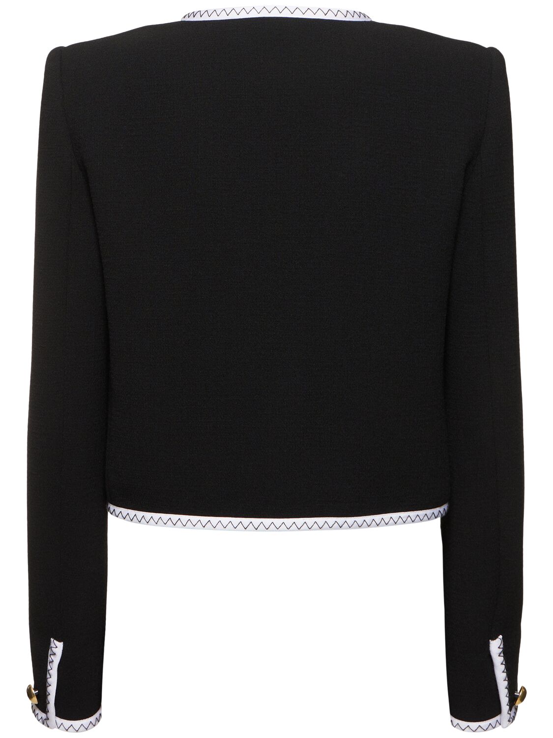 Shop Moschino Stretch Crepe Cropped Jacket In Black