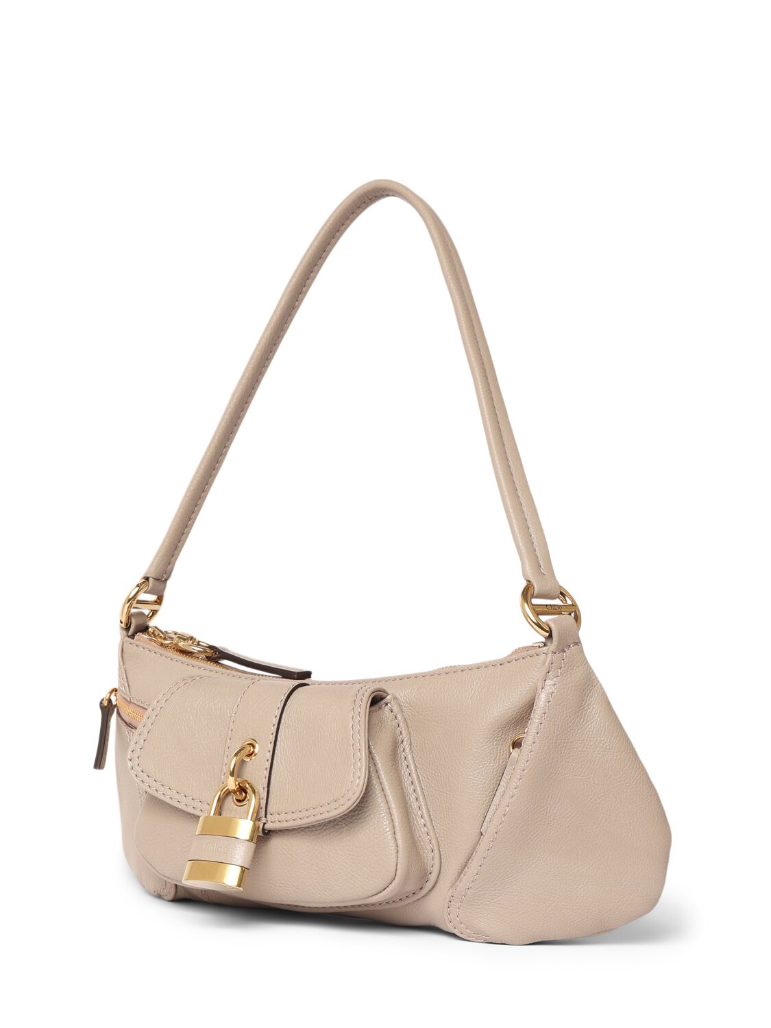 Shop Chloé The 99 Shiny Grained Leather Bag In Motty Grey