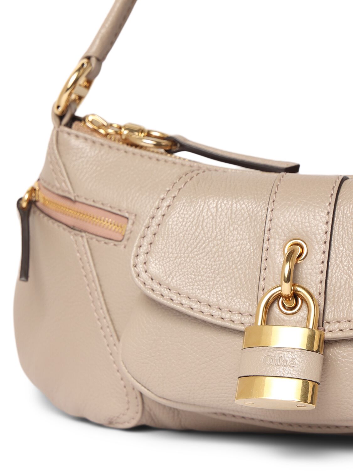 Shop Chloé The 99 Shiny Grained Leather Bag In Motty Grey