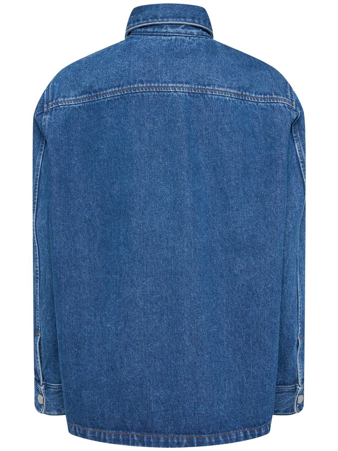 Shop Ami Alexandre Mattiussi Cotton Denim Overshirt In Blue