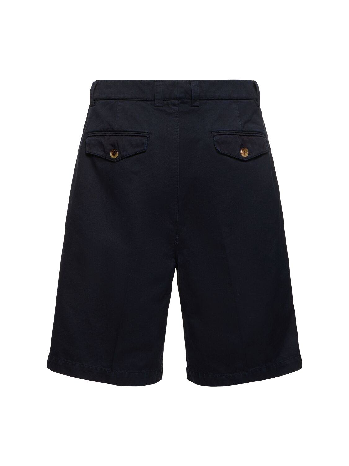 Shop Brunello Cucinelli Dyed Cotton Shorts In Navy