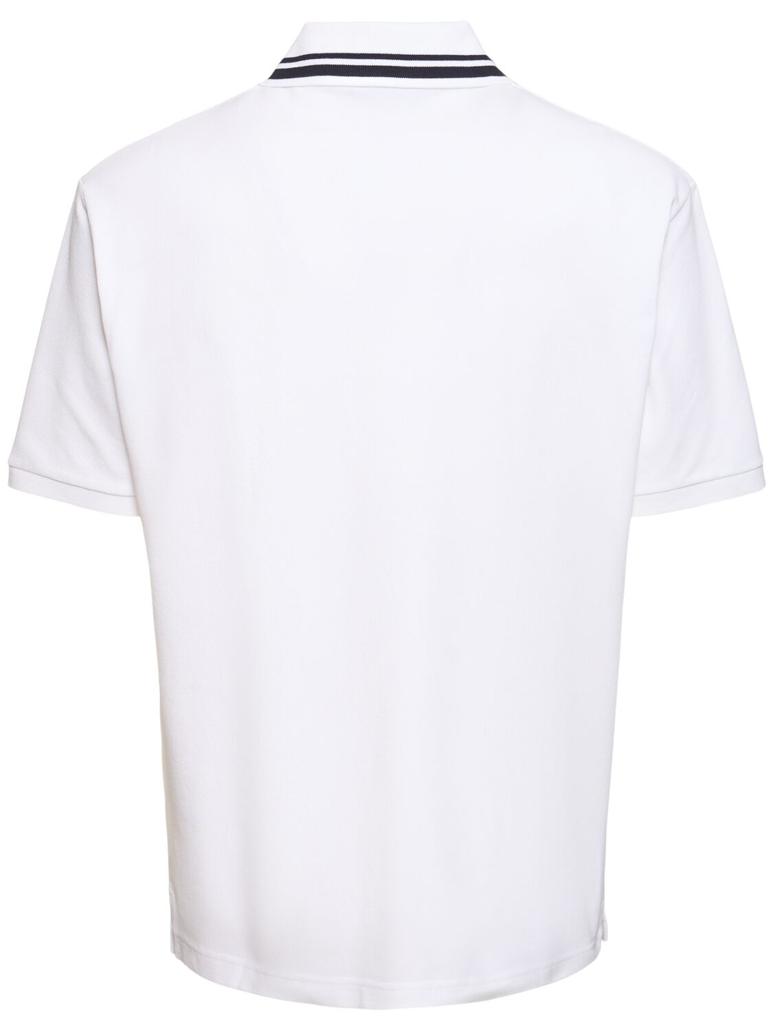 Shop Gucci Logo Stretch Cotton Piquet Polo Shirt In White