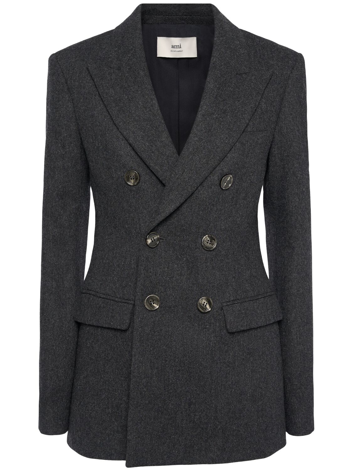Ami Alexandre Mattiussi Double Breasted Wool Jacket In Grey