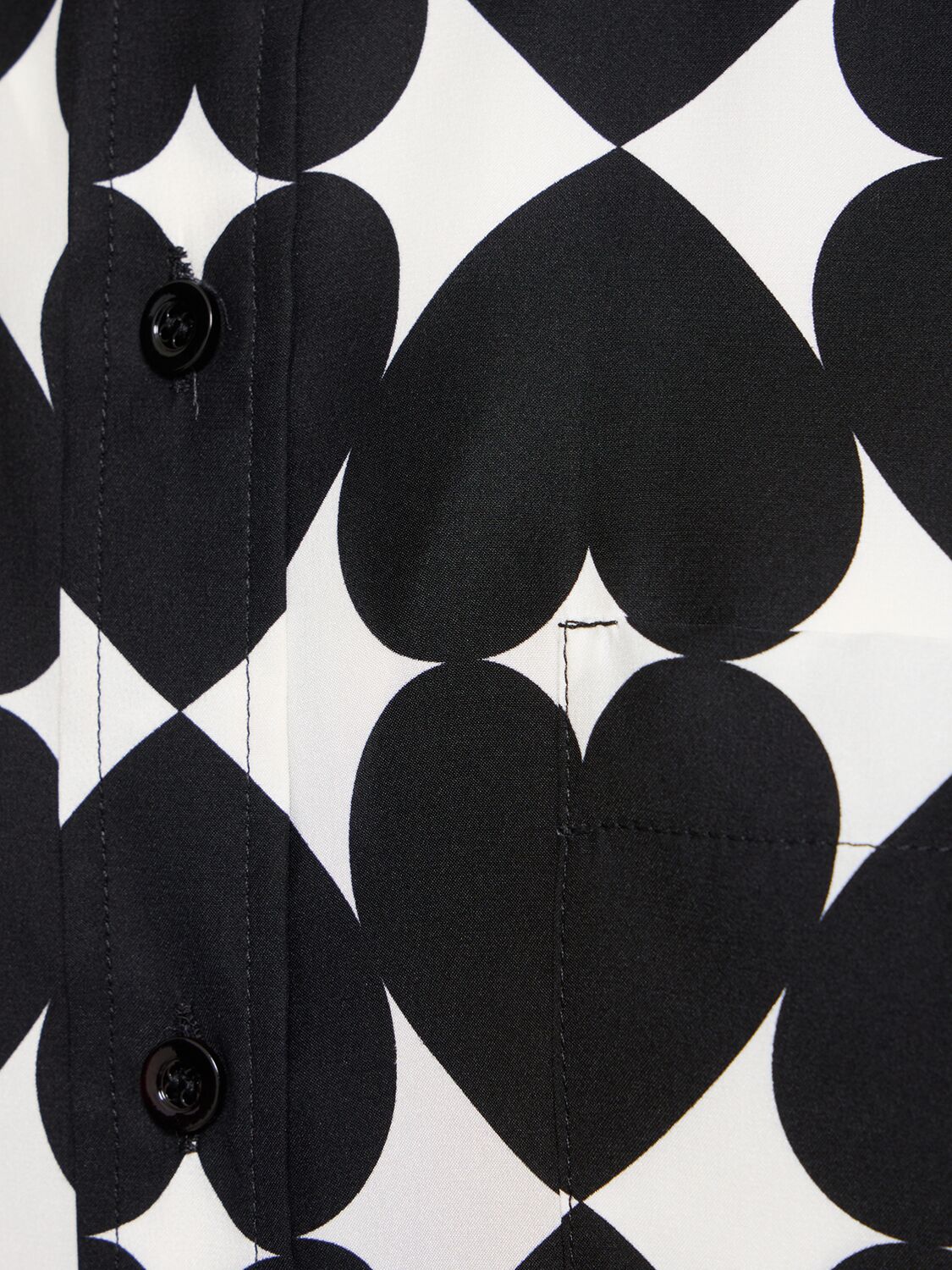 Moschino Camicia Stampa All Over Optical Su Raso Opaco Di Seta In White/black