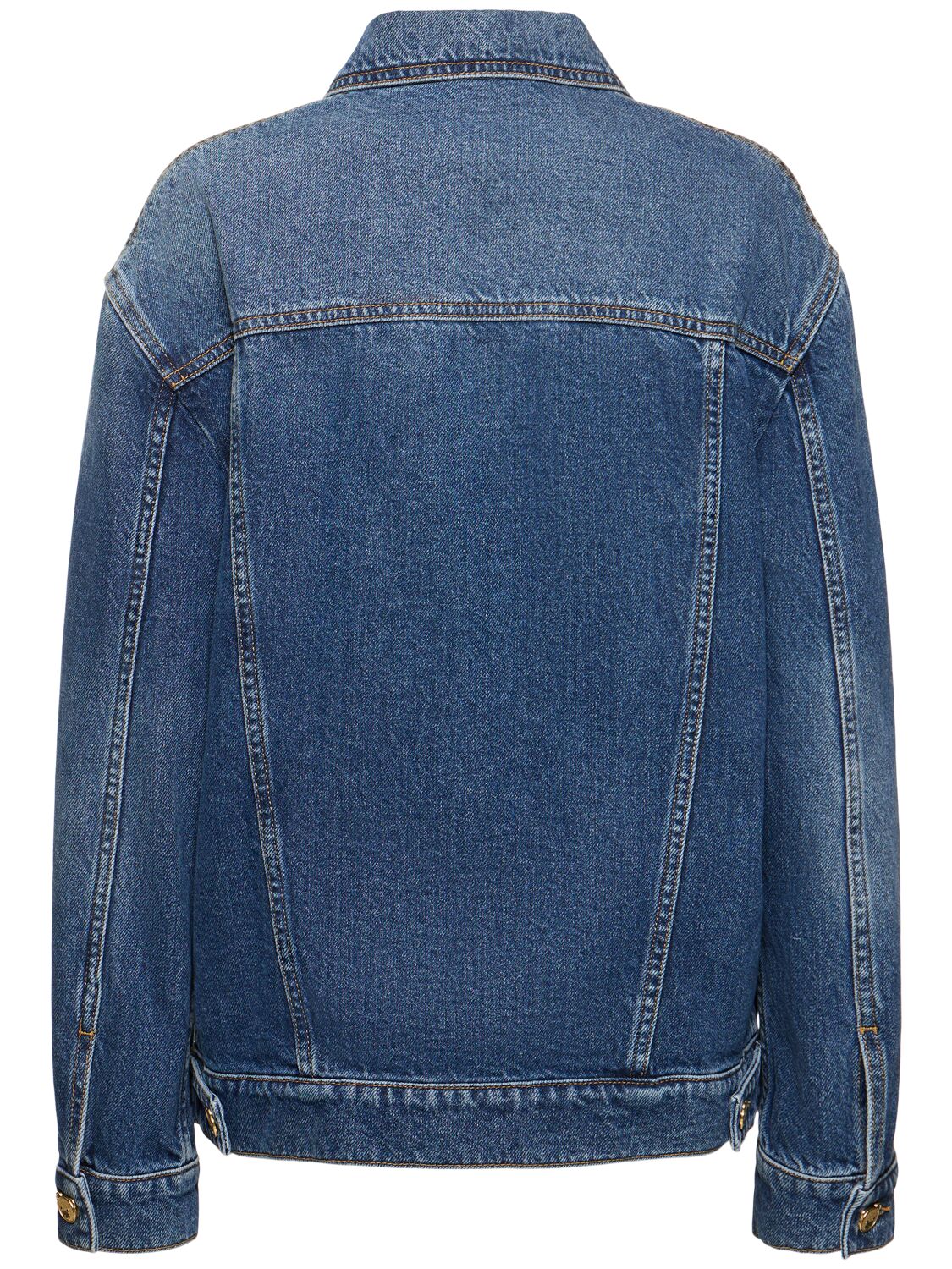 Shop Moschino Denim Shirt Jacket In Blue