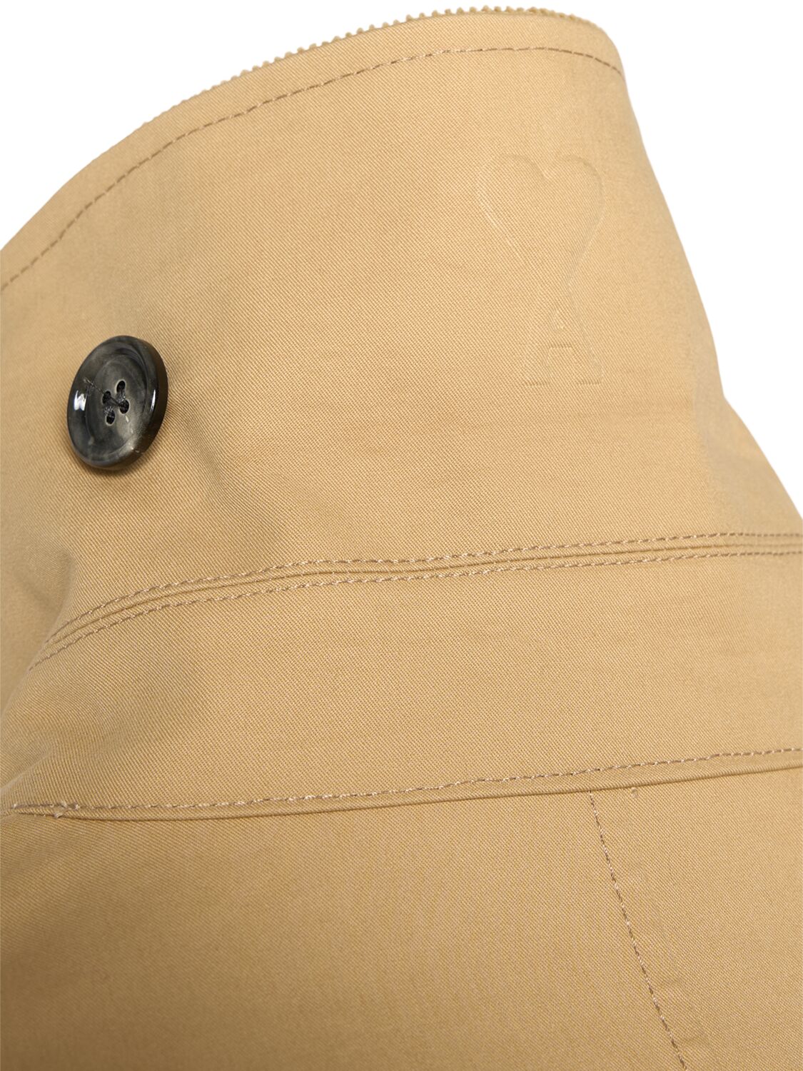 Shop Ami Alexandre Mattiussi Belted Mac Cotton Canvas Trench Coat In Beige