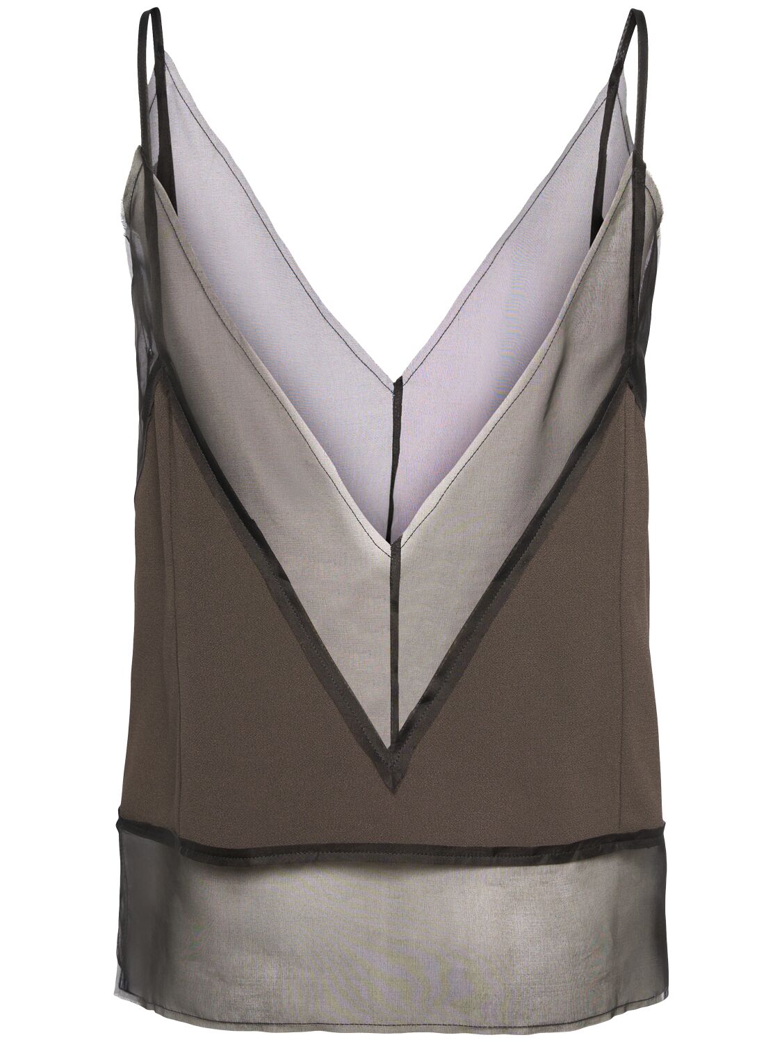 Shop Ami Alexandre Mattiussi Satin & Mesh Tank Top In Brown