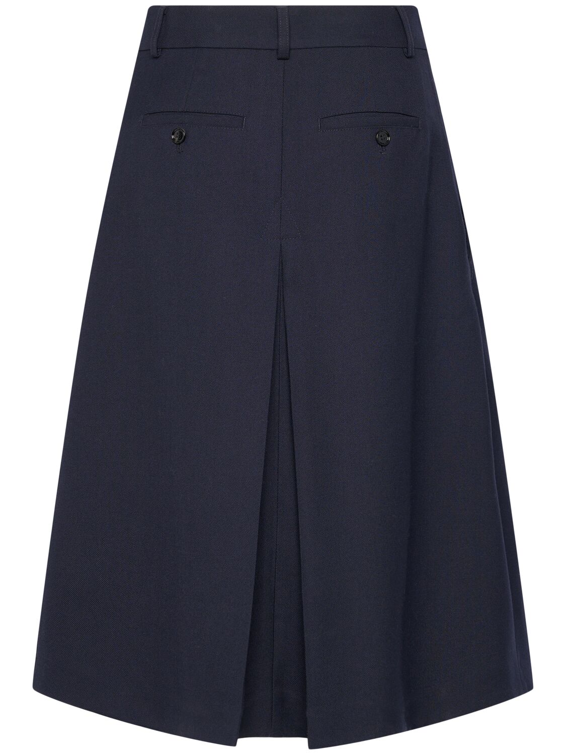 Shop Ami Alexandre Mattiussi Flat Panel Wool Shorts In Navy