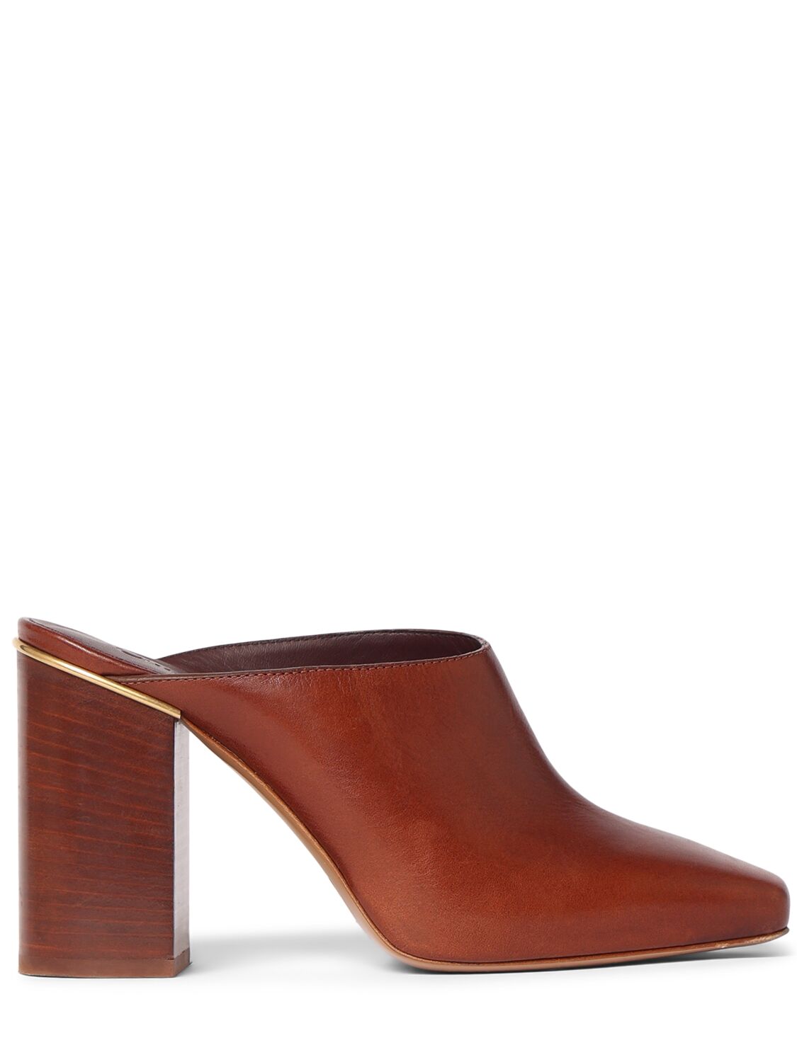 Chloé 100mm Ambre Leather Mules In Cognac Brown