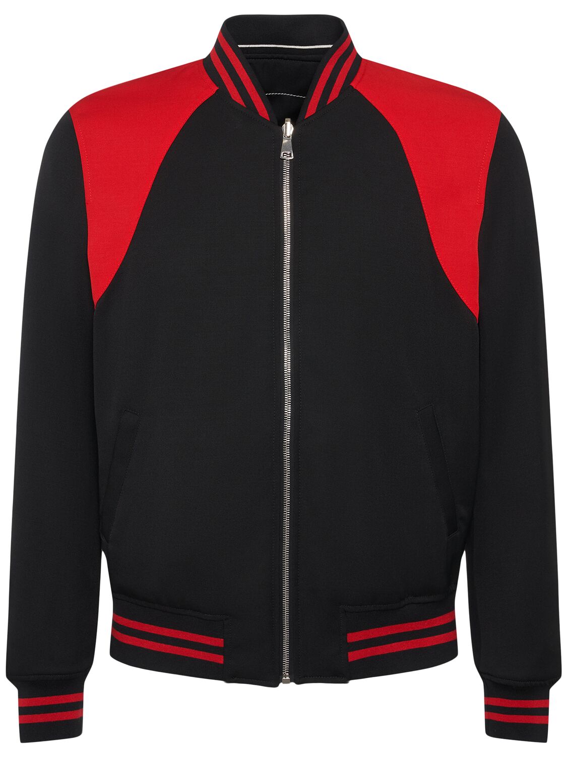 Shop Alexander Mcqueen Reversible Wool & Satin Bomber Jacket In Black