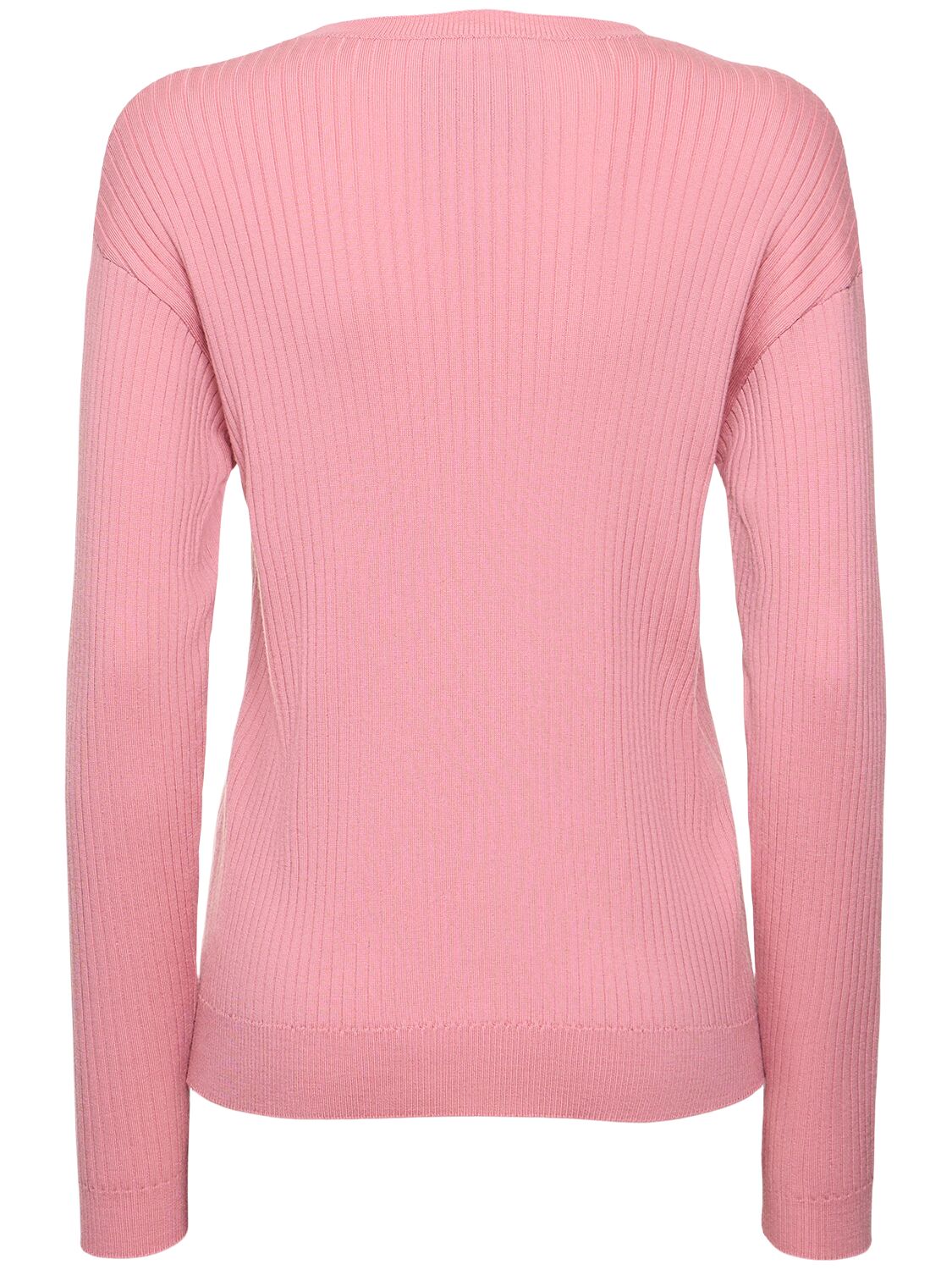 Moschino Wool Ribbed Knit Sweater In Black