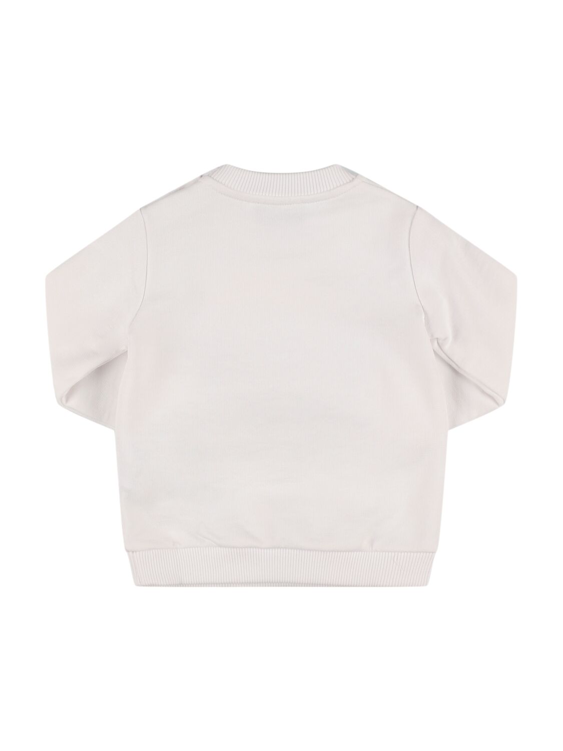 Shop Moschino Printed Cotton Crewneck Sweatshirt In White