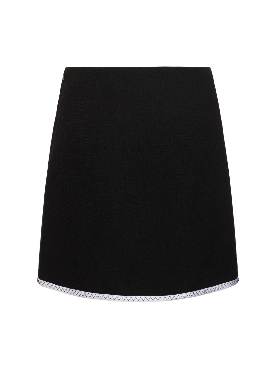 Shop Moschino Viscose Crepe Mini Skirt In White/black