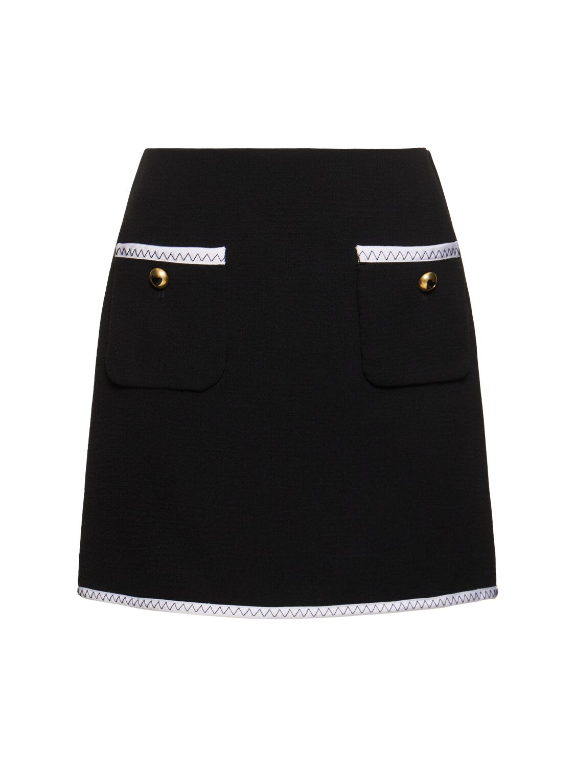 Shop Moschino Viscose Crepe Mini Skirt In White/black