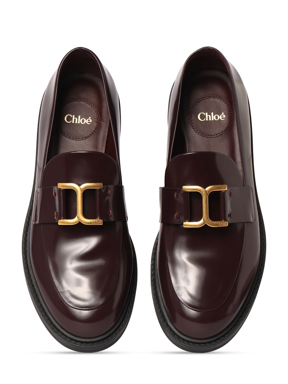 Shop Chloé 10mm Marcie Brushed Leather Loafers In Ruby